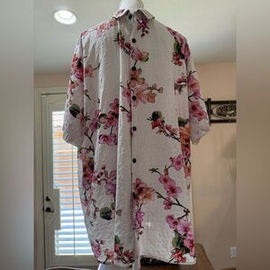 Jogal Men’s Floral Button Down Shirt XXL Lightweight Cotton Viscose Casual Camp